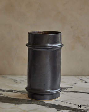 Hand Built Ceramic Ridge Vessel in Coal