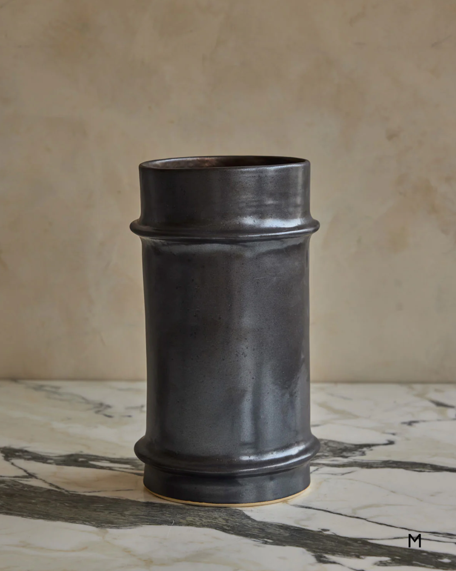 Hand Built Ceramic Ridge Vessel in Coal