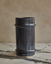 Hand Built Ceramic Ridge Vessel in Coal