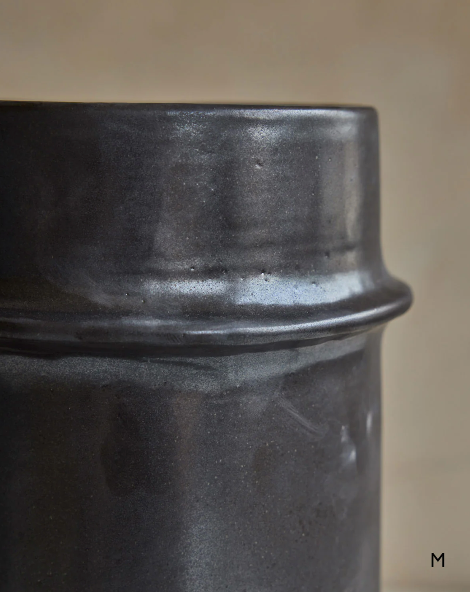 Hand Built Ceramic Ridge Vessel in Coal