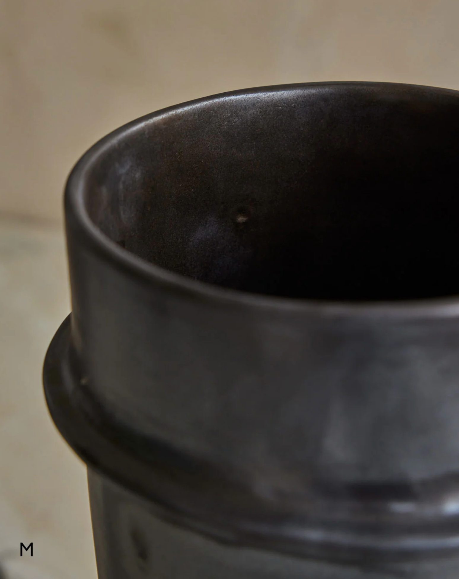 Hand Built Ceramic Ridge Vessel in Coal