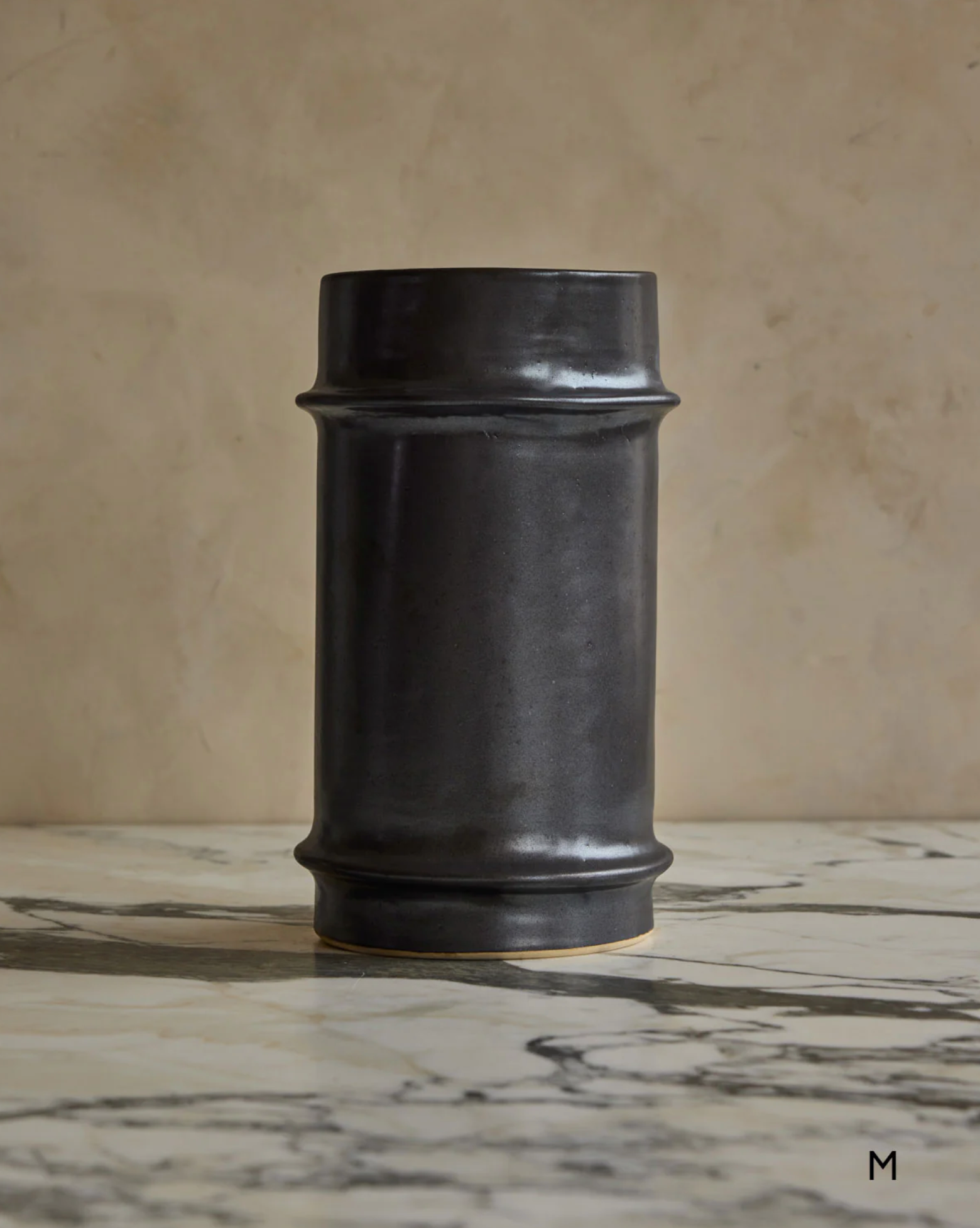 Hand Built Ceramic Ridge Vessel in Coal