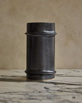 Hand Built Ceramic Ridge Vessel in Coal