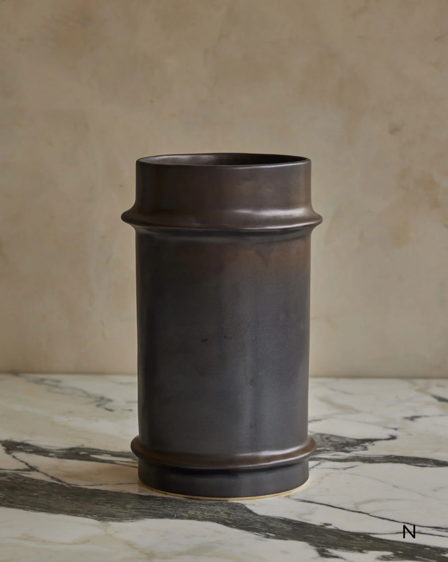 Hand Built Ceramic Ridge Vessel in Coal