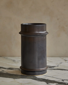 Hand Built Ceramic Ridge Vessel in Coal