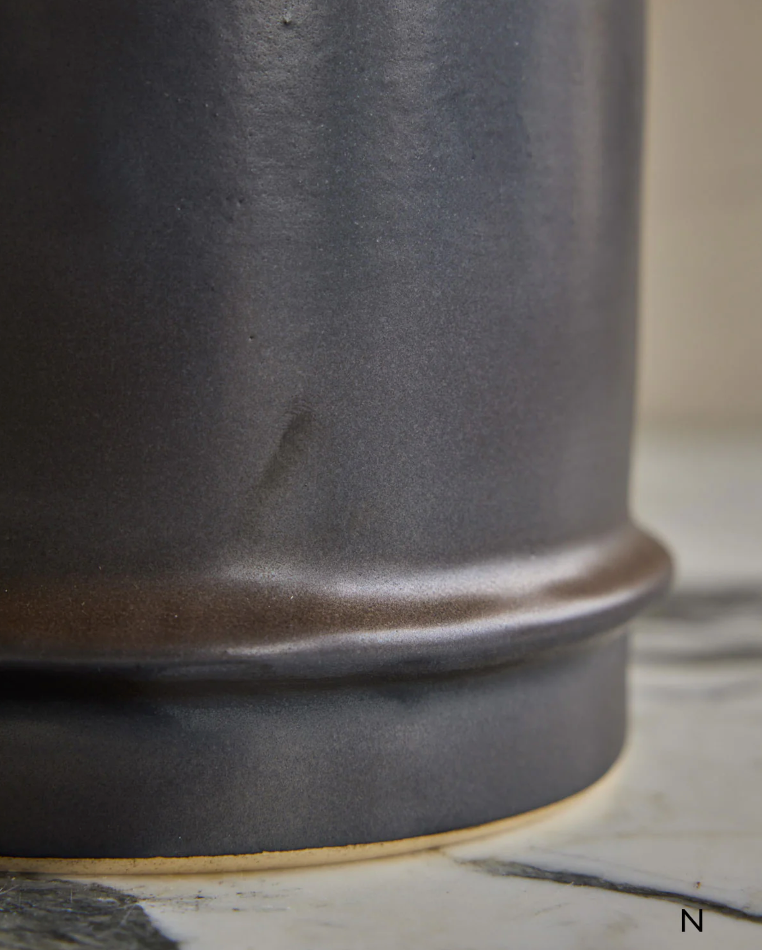 Hand Built Ceramic Ridge Vessel in Coal