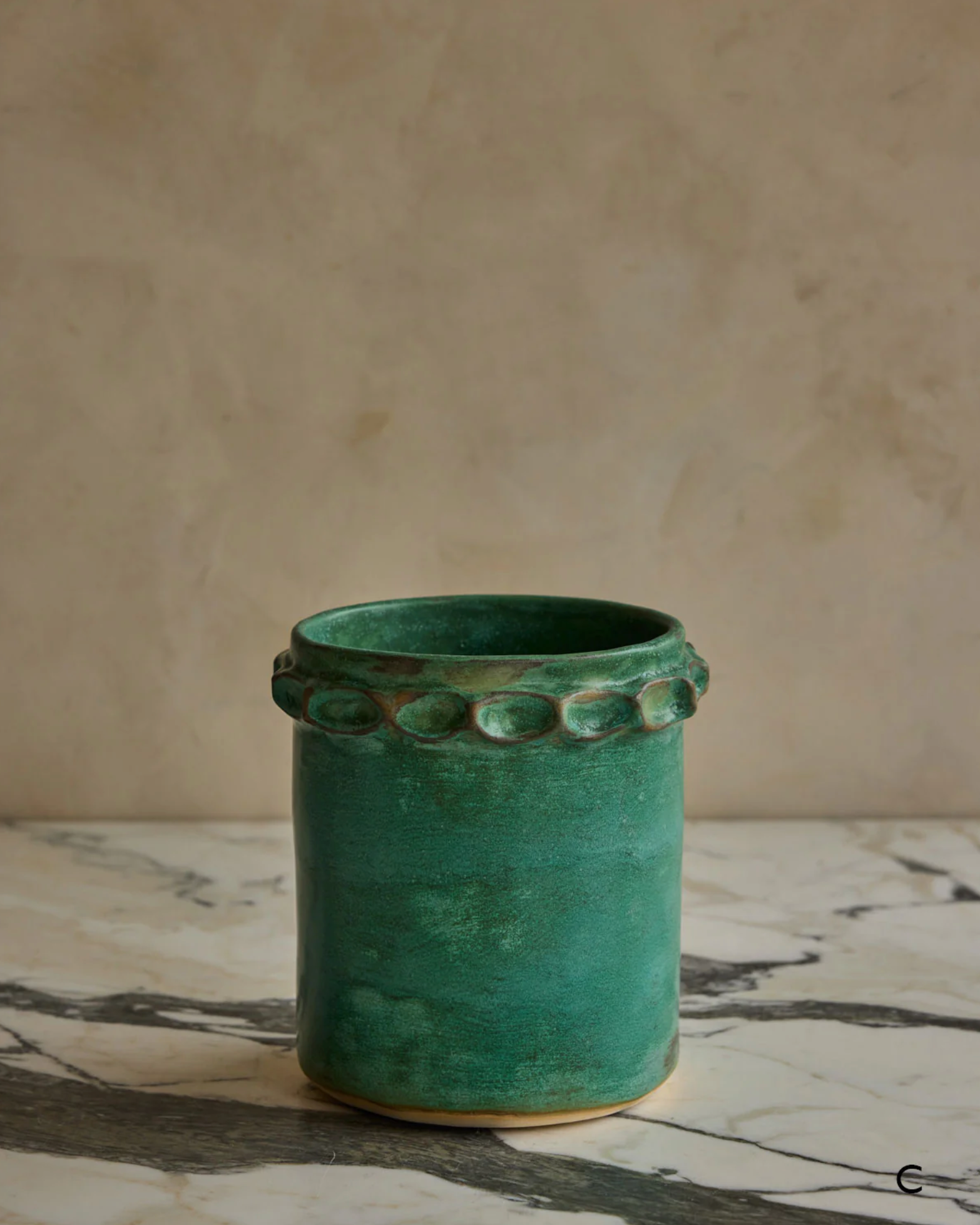 Hand Built Ceramic Chain Vessel in Copper