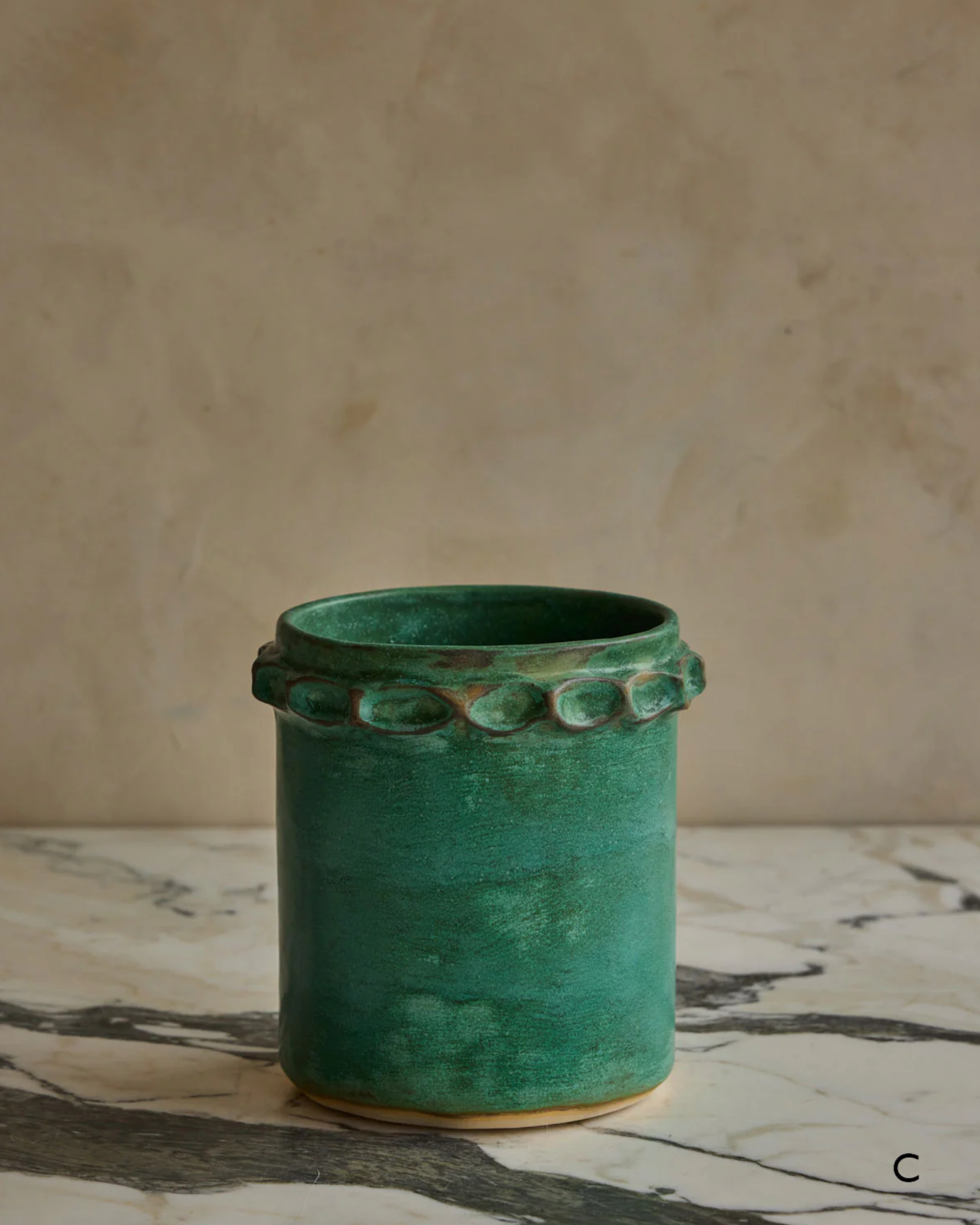 Hand Built Ceramic Chain Vessel in Copper