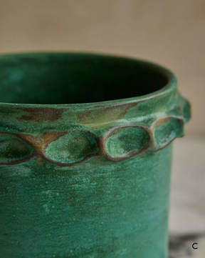 Hand Built Ceramic Chain Vessel in Copper