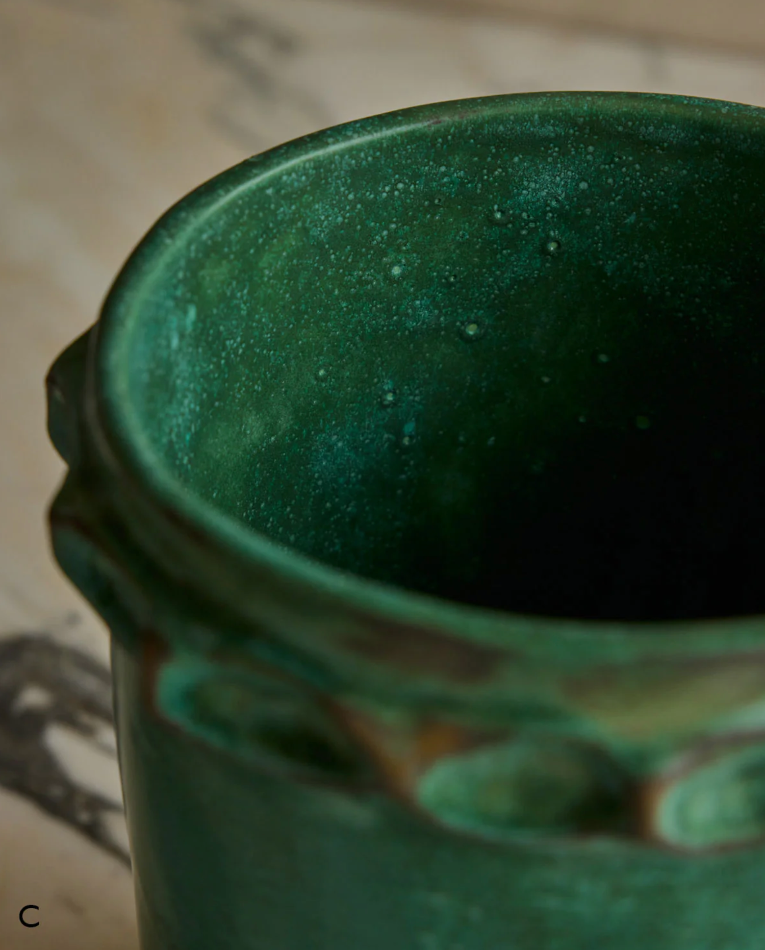 Hand Built Ceramic Chain Vessel in Copper