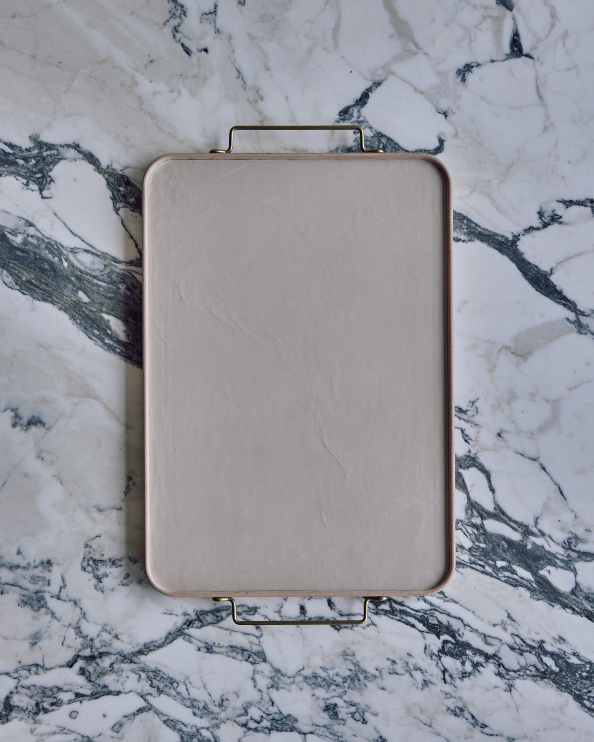 Bennett Leather Tray - Eggshell