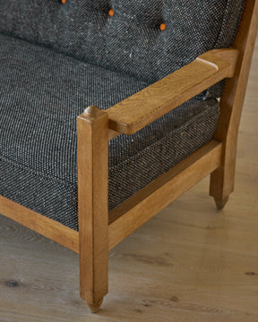 Mid-Century Angular Sofa by Guillerme and Chambron