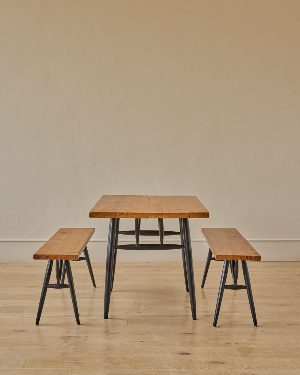 'Pirkka' Pine Dining Table + Benches by Ilmari Tapiovaara