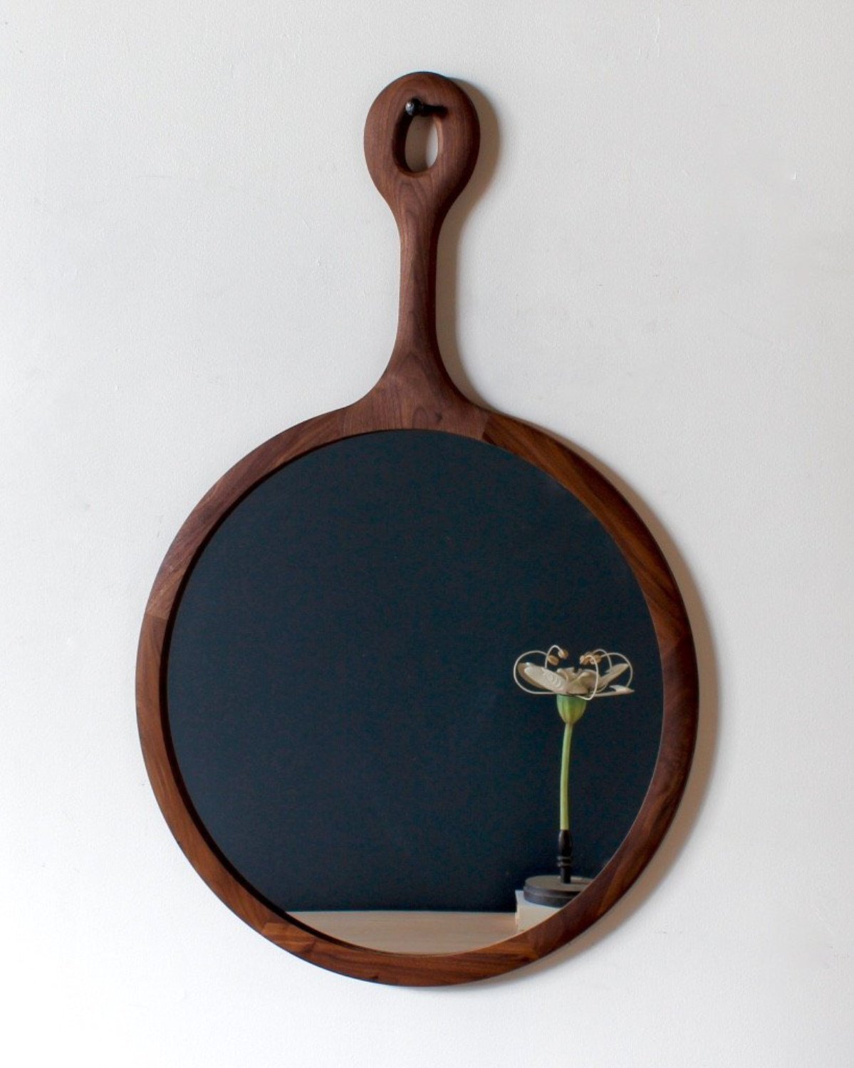 Lostine black walnut round sophia mirror  large #size_large #wood-finish_black walnut