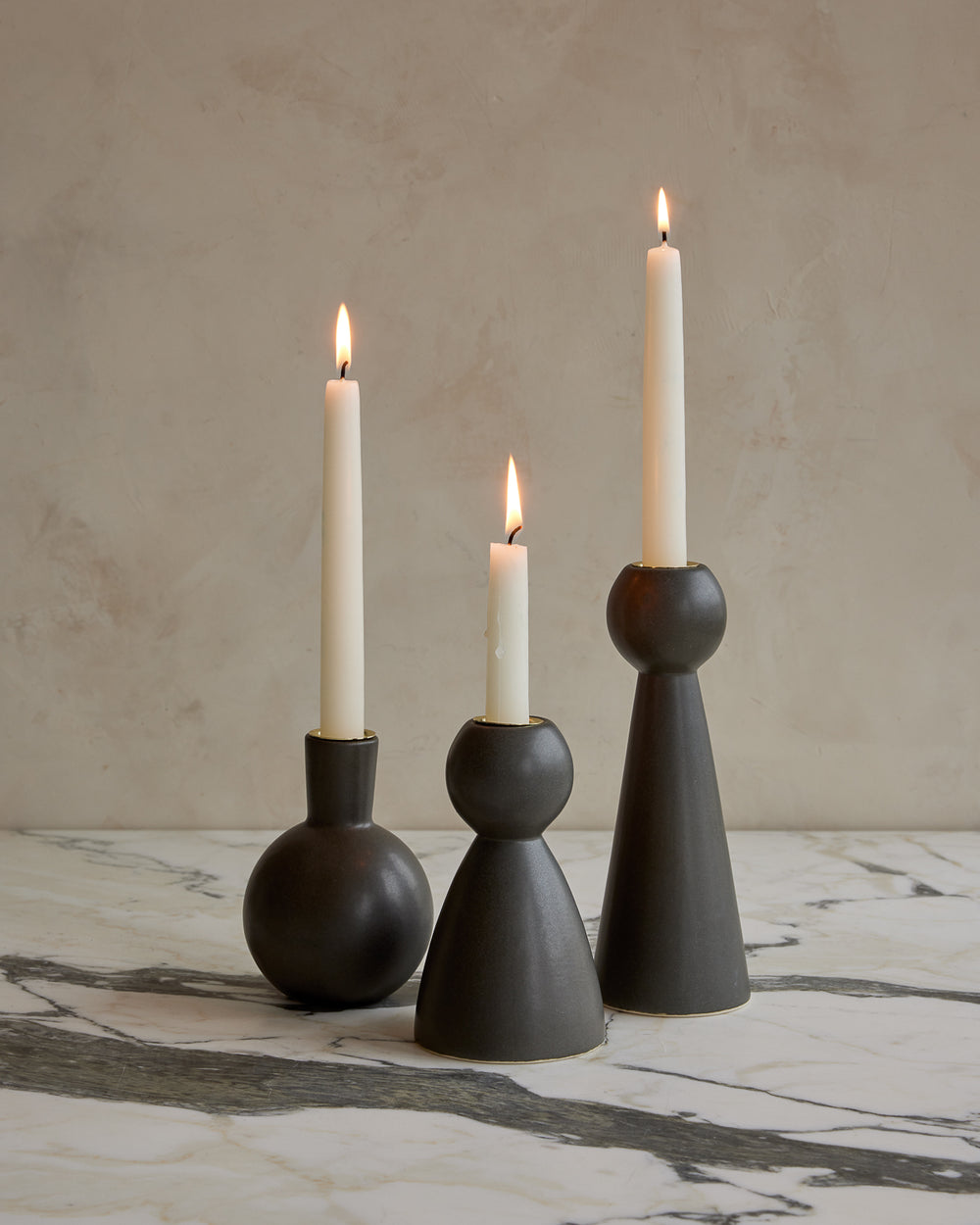 Almost Black Ceramic Candle Holder