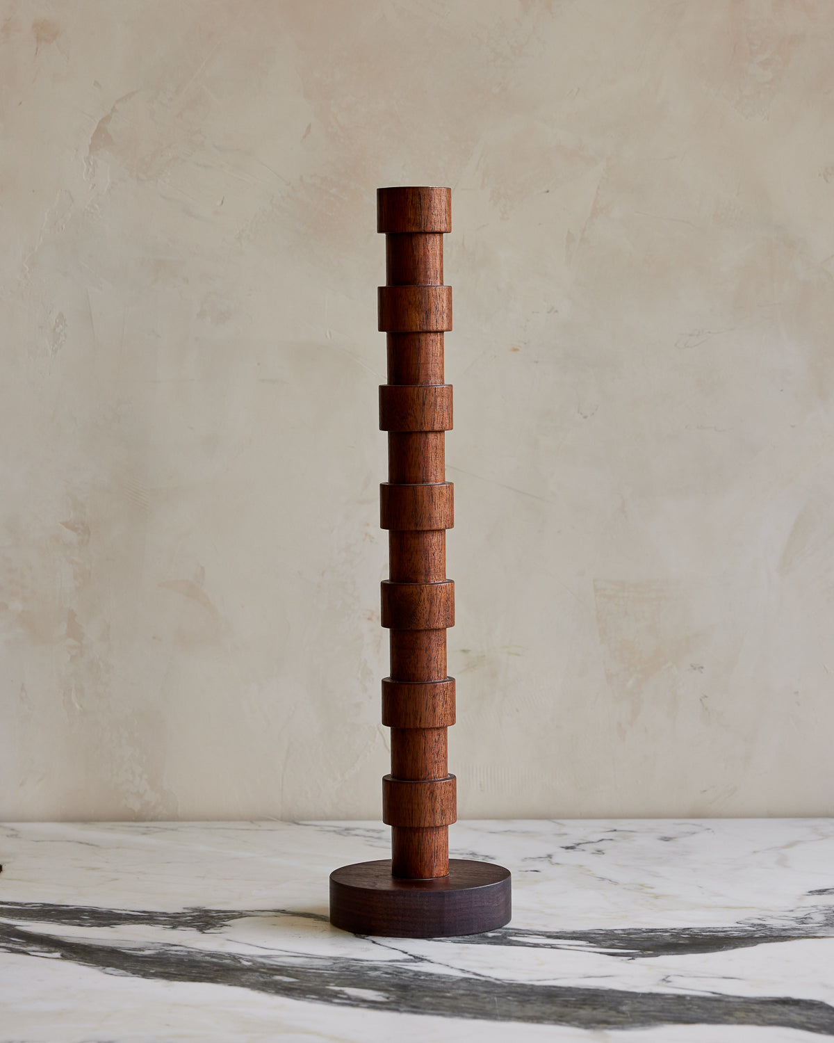 Tall modern black walnut Franc wooden candle holder #style_franc - large
