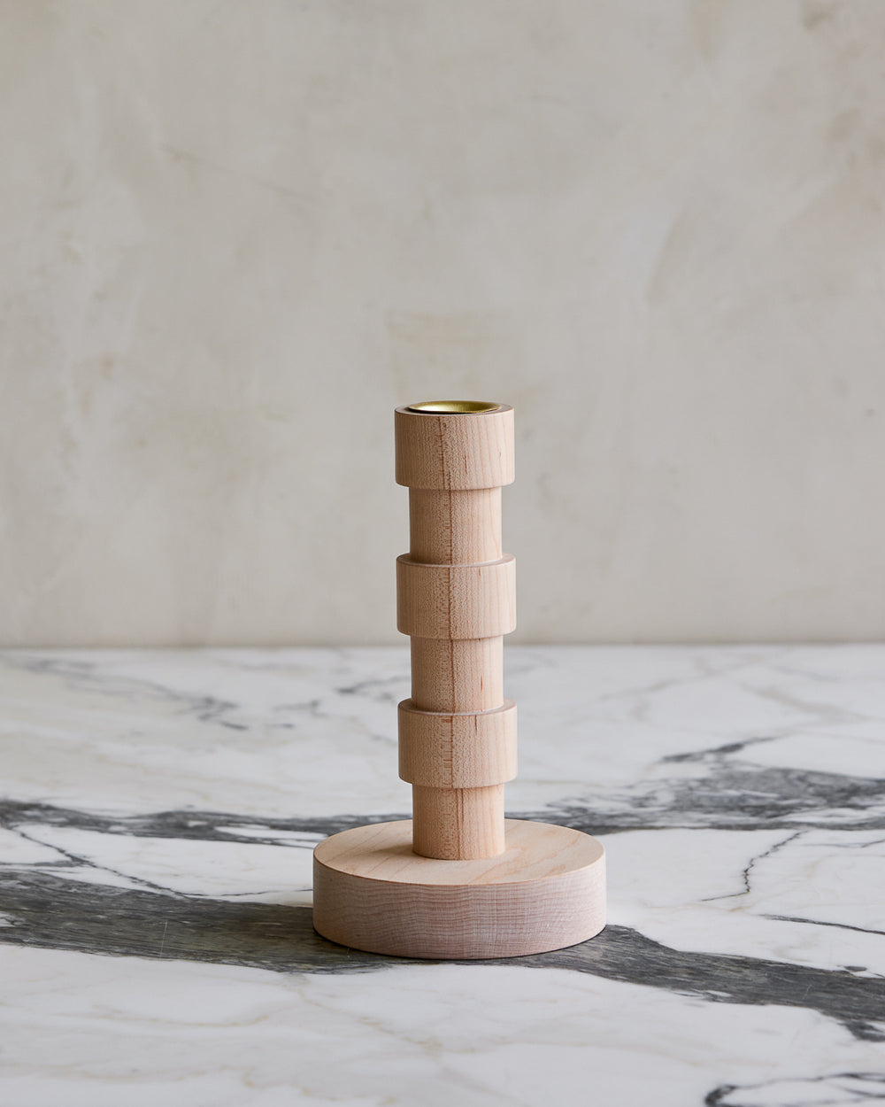Short modern maple Franc wooden candle holder #style_franc - small