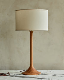 Large Trumpet table lamp with natural finish and ivory drum shade
#wood-finish_natural red oak