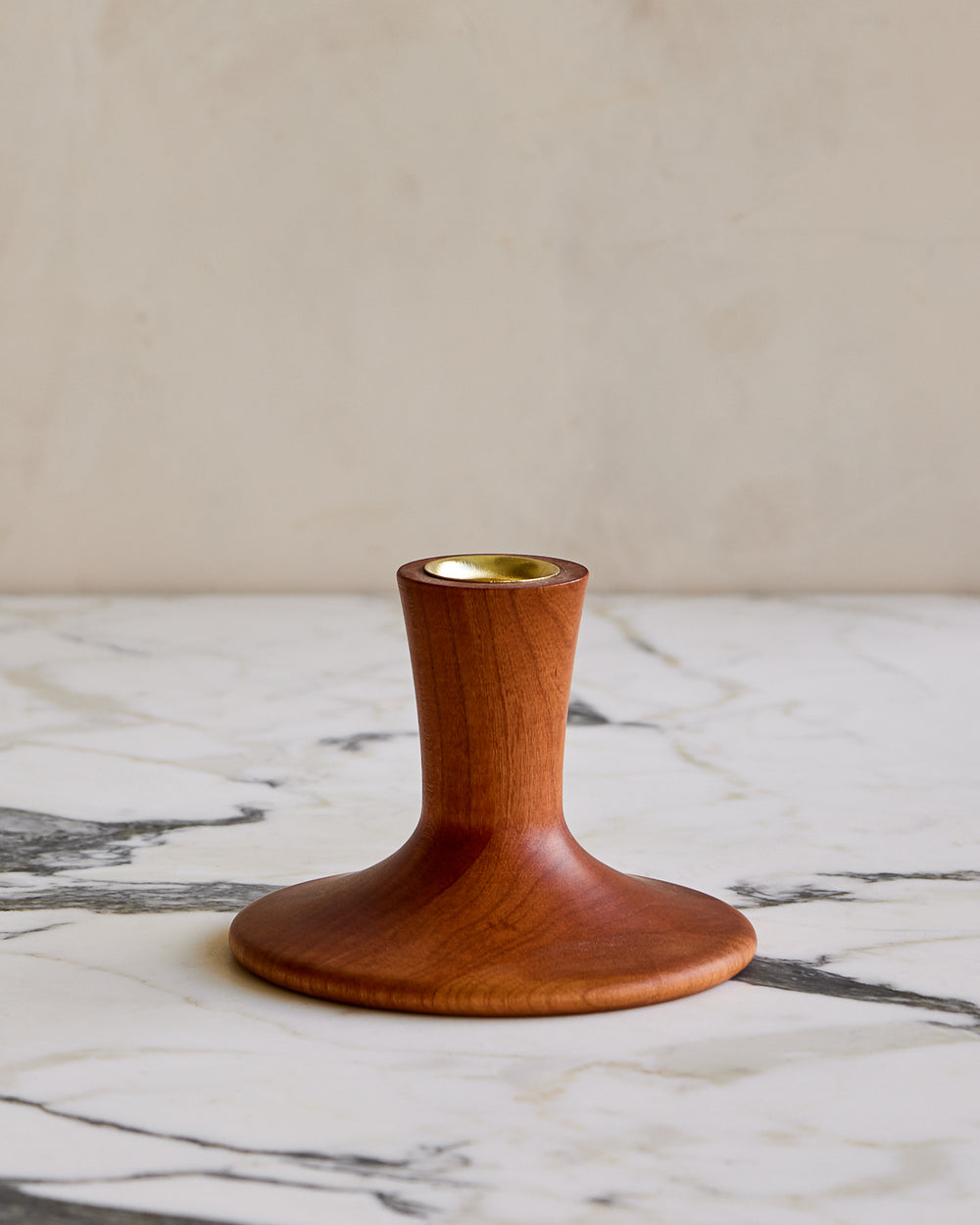 Cherry wooden trumpet petite candle holder #style_trumpet