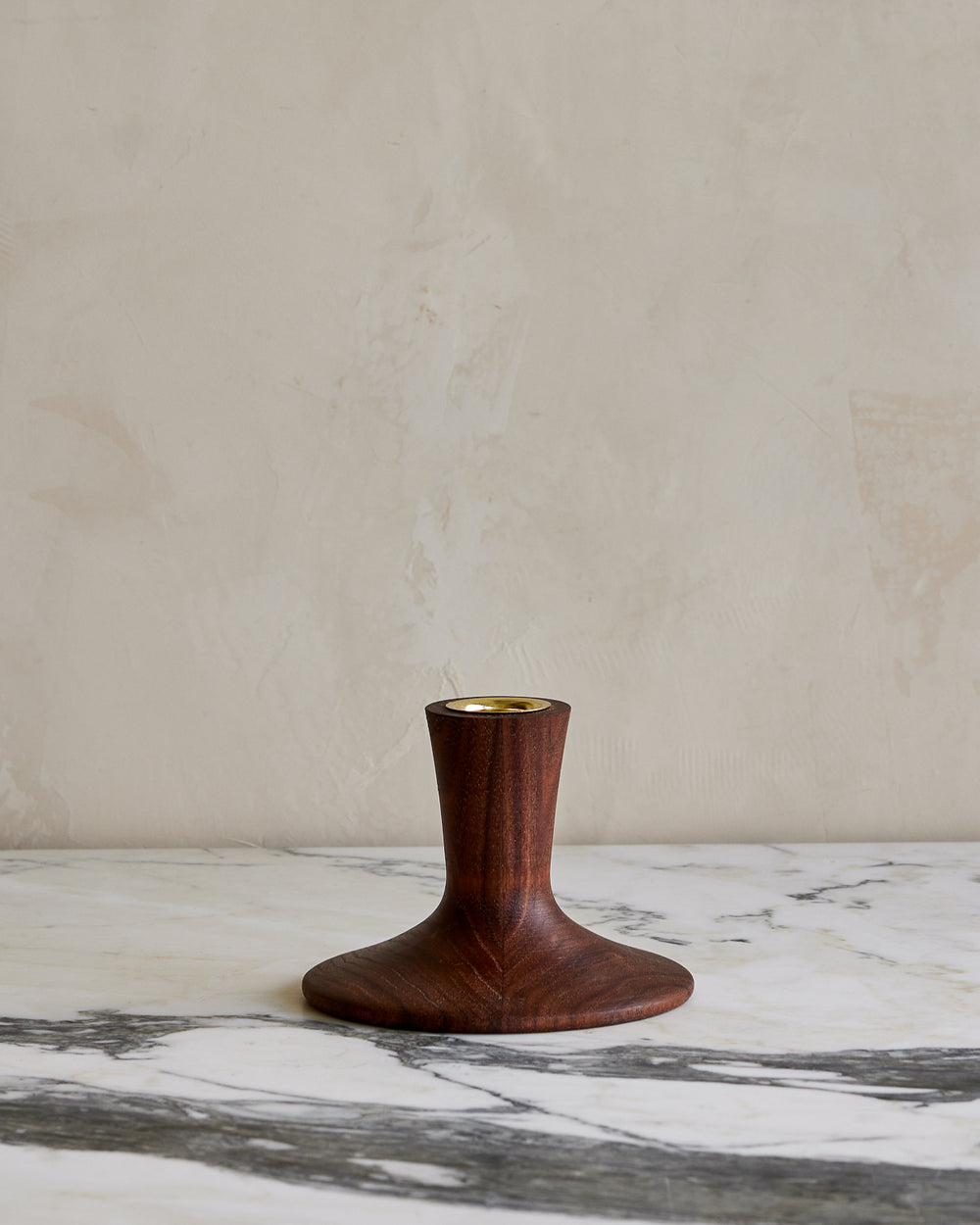 Black walnut wooden trumpet petite candle holder #style_trumpet