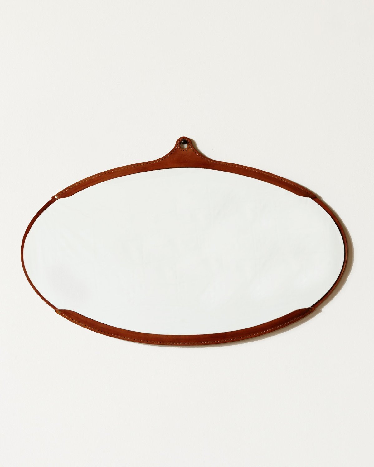 Lostine Fairmount wide oval leather mirror #leather-finish_tan harness